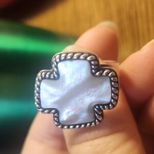 Mother Of Pearl 925 Sterling Silver Ring Sz 8